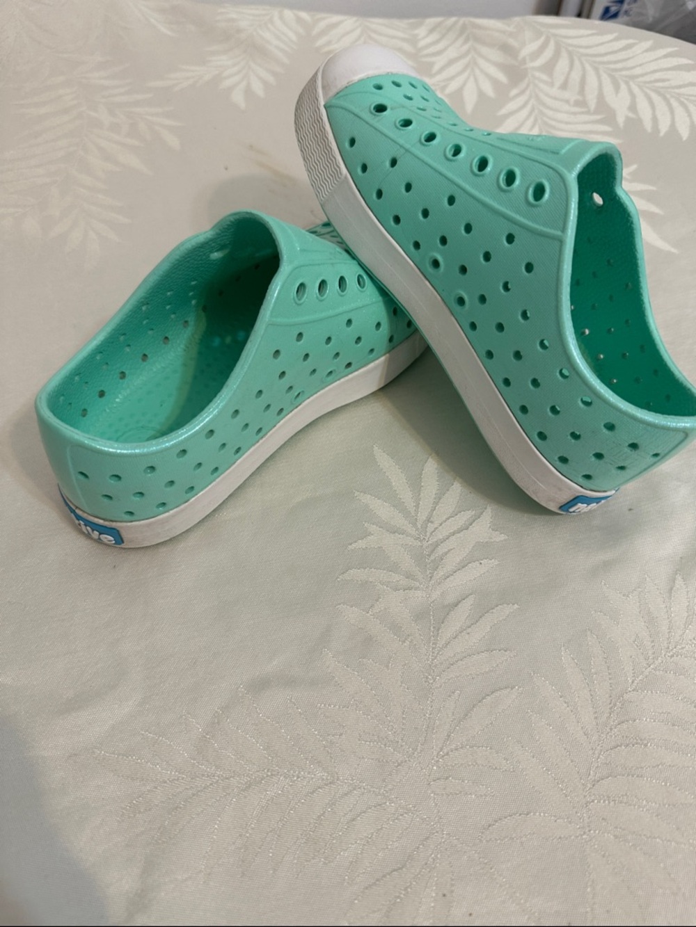 Native Kids Water Shoe Slip-On in Mint Green with White Toe C12